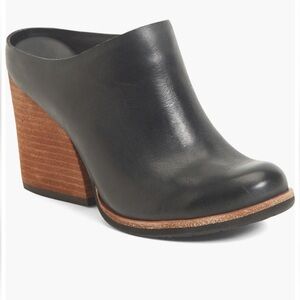 Kork Ease Challis Clog Mule Black Leather Slip On Bootie Block Heel Size 11